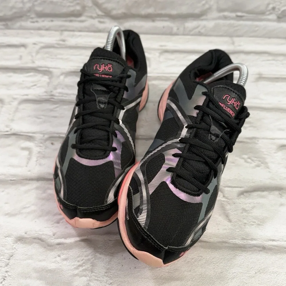 Ryka Influence Cross Training Athletic Shoes Black Pink Woman's 9.5 W‎ Nice!!